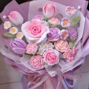 Pastel Crochet Flower Bouquet